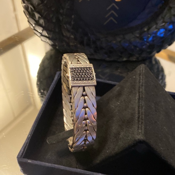 John Hardy Men's Extra-Large Modern Chain Bracelet with Black Sapphire - Picture 11 of 11